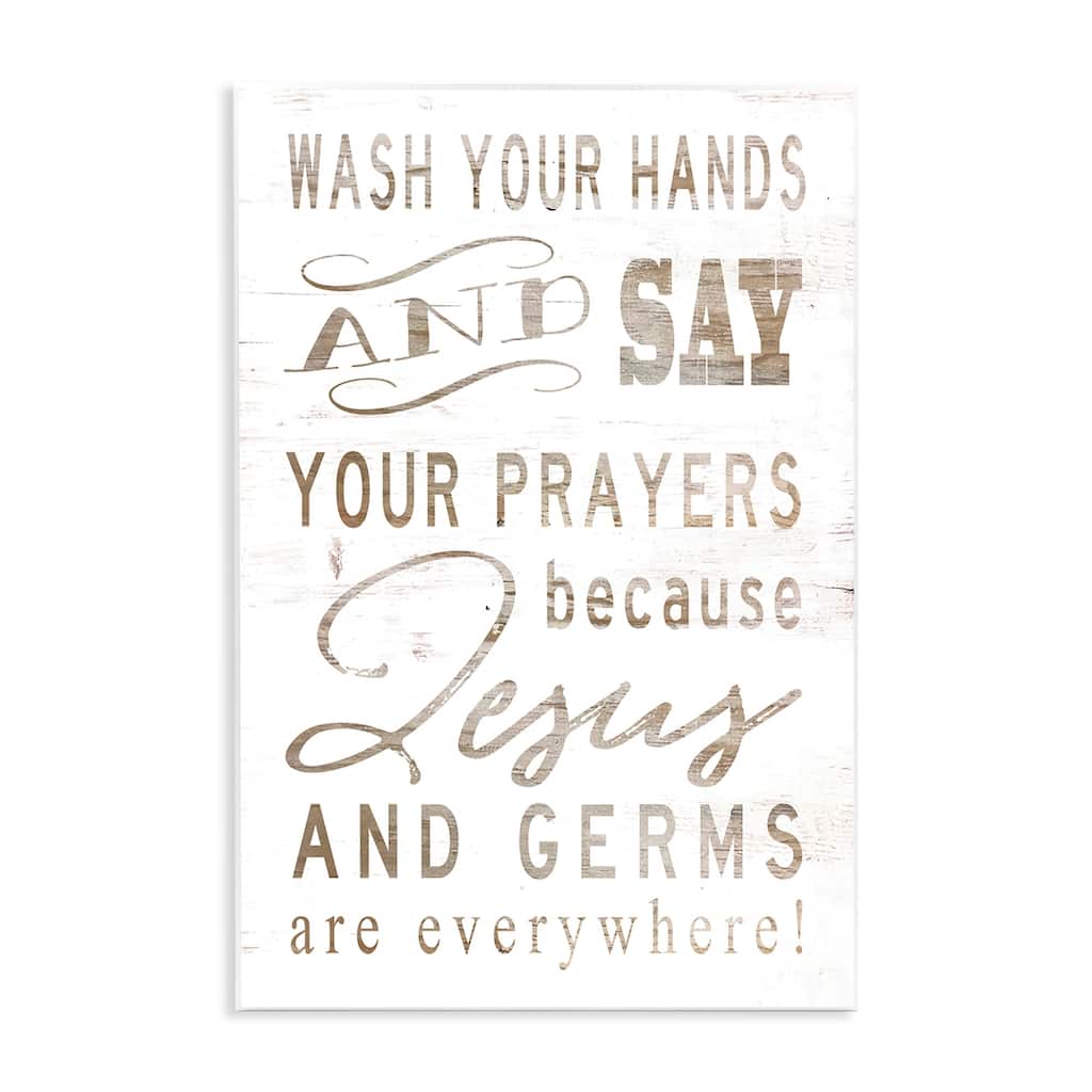 Stupell Jesus And Germs Are Everywhere Wash Your Hands Sign Wall Plaque Art, 10x15, Proudly Made in USA - Brown