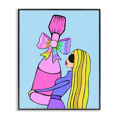 Stupell Bold Fashionista with Wine Bottle Framed Giclee Art Design By Katie Conley