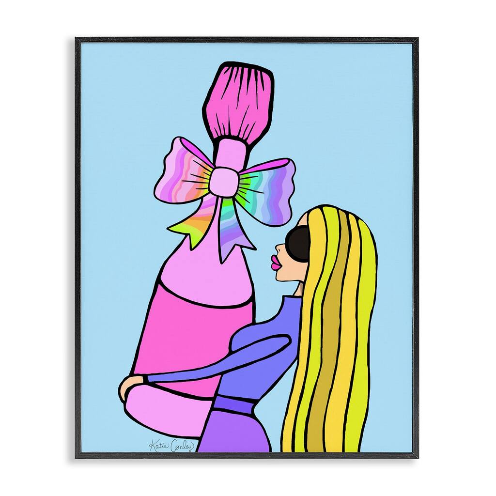 Stupell Bold Fashionista with Wine Bottle Framed Giclee Art Design By Katie Conley