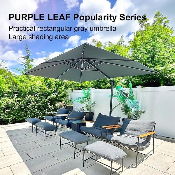 10x 13 rectangular patio table umbrella green PURPLE LEAF Patio Umbrella, Rectangle, 10' x 13', Yarn Dyed Fabric - Bed  Bath & Beyond