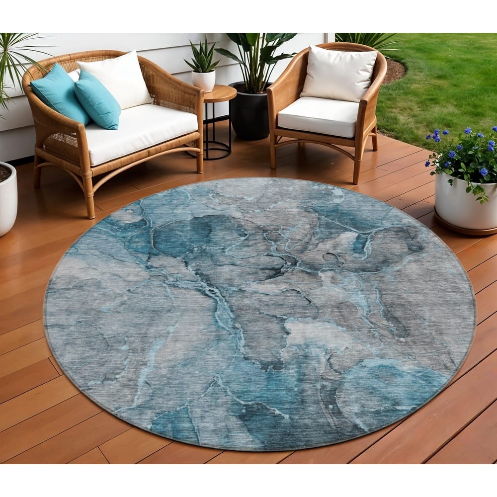 HomeRoots Abstract Transitional Rectangle Outdoor Rug