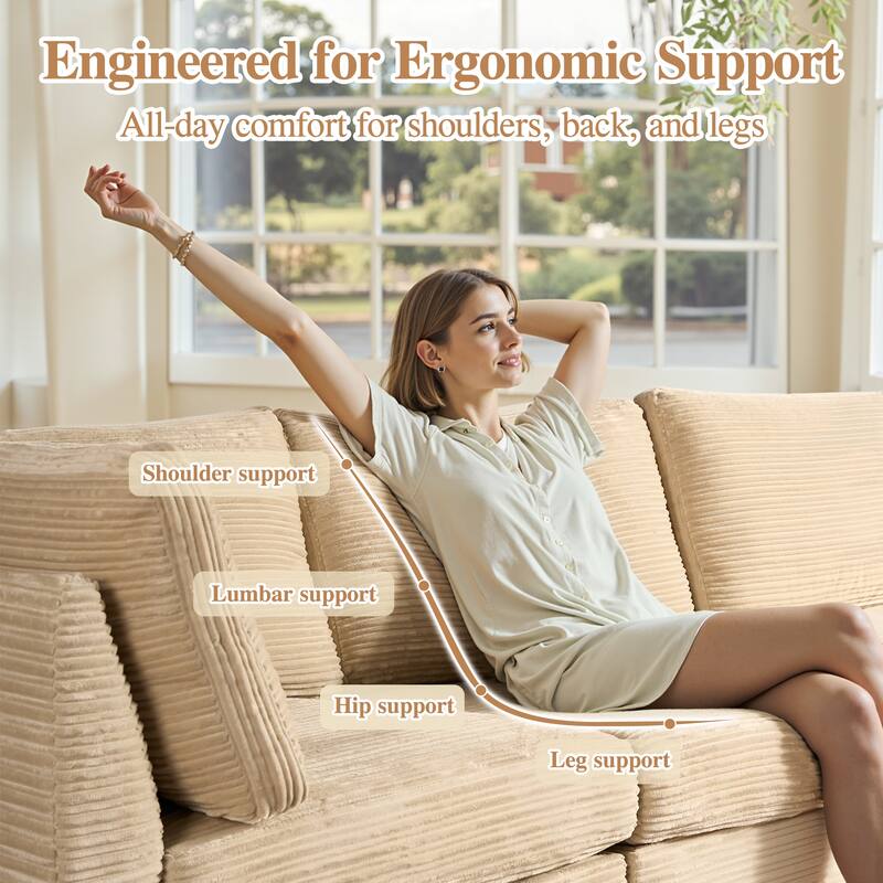 OVIOS Long Plush Deep Seat Indoor Sofa