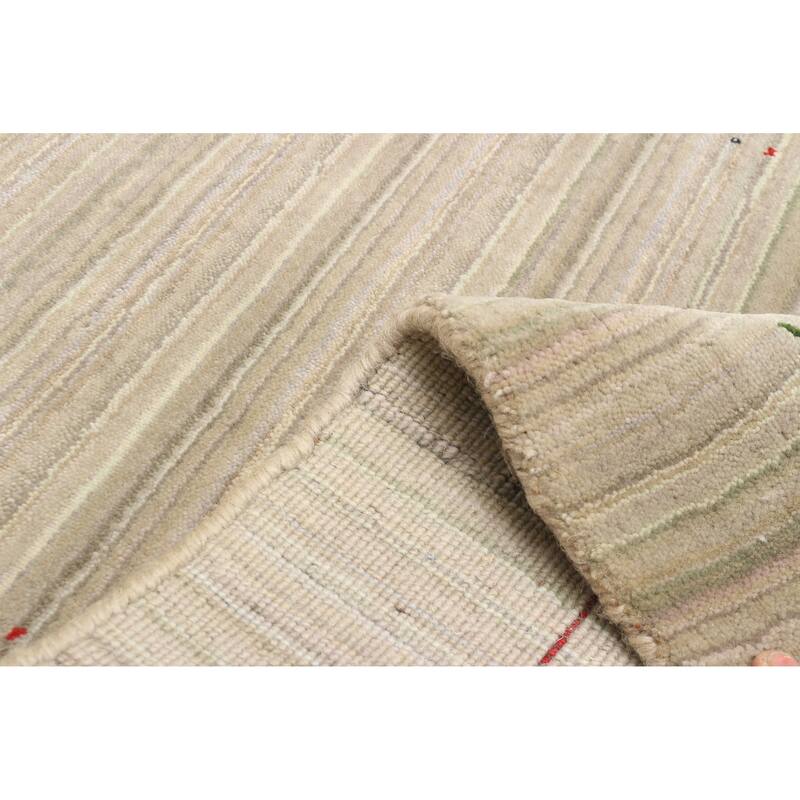 ECARPETGALLERY Hand Loomed Kashkuli Gabbeh Khaki Wool Rug - 3'1 x 4'9