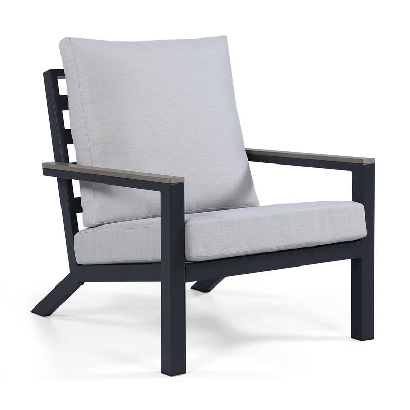 Vermont 4-Piece Aluminum Conversation Set with Slatted Faux Wood Top