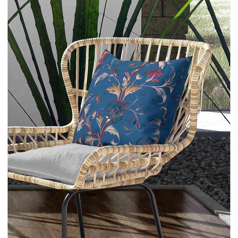 Nature's Palette Indoor/Outdoor Reversible Throw Pillow Blue and Pink
