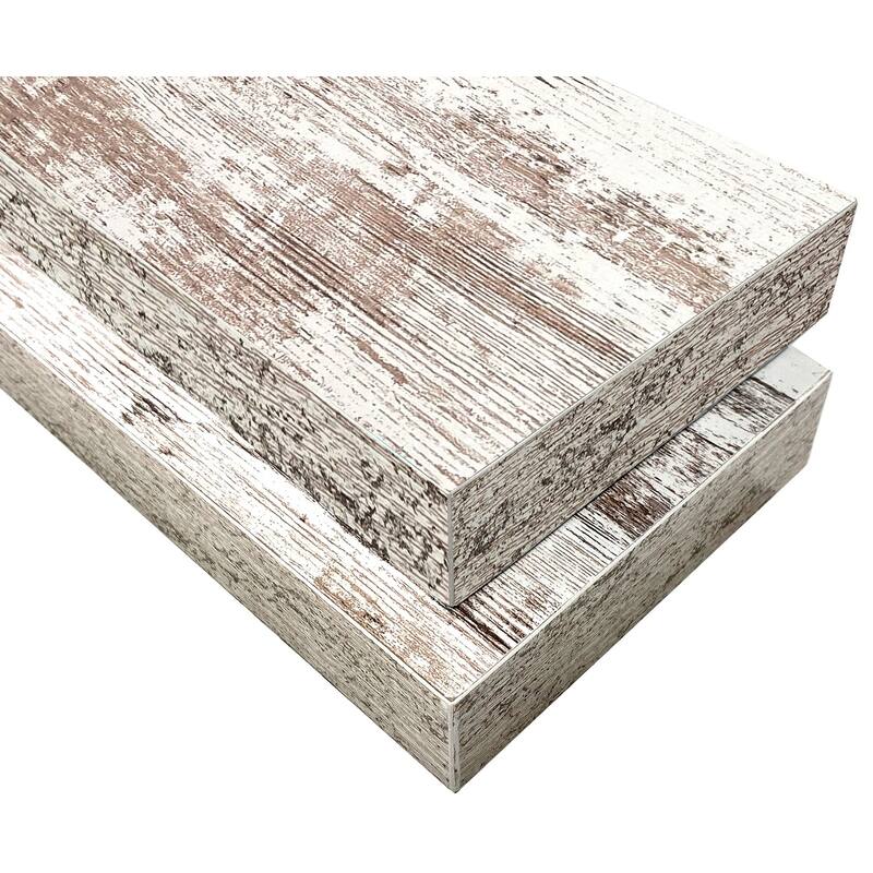 Sorbus Set of 2 Wall Mounted Nightstand Floating Shelves, Nautical/Coastal Styles with Distressed Finish