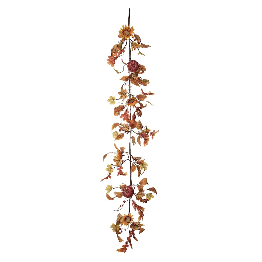 Transpac Metal 58 in. Multicolor Harvest Pumpkin and Sunflower Garland