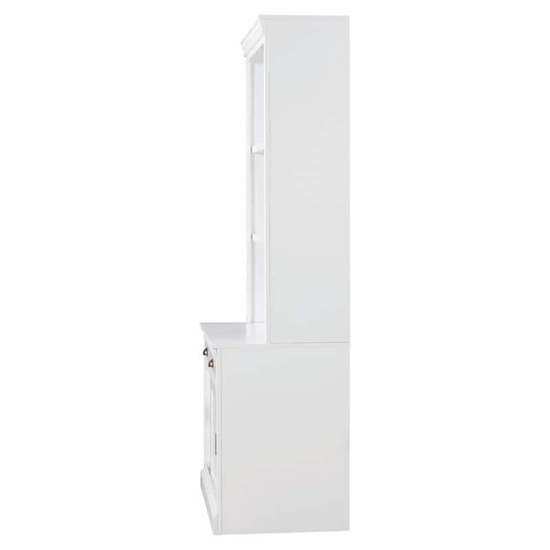 83.4" Tall Bookshelf with LED Lighting, Sliding Doors and Open Shelves