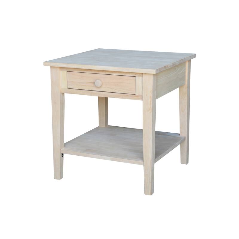 Spencer Square Solid Parawood End Table - 24 in. W x 24 in. D x 25 in. H - Unfinished