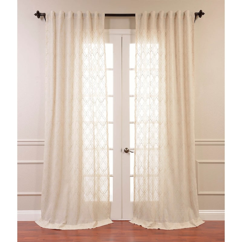 Exclusive Fabrics Saida Embroidered Faux Linen Sheer Curtain (1 Panel)
