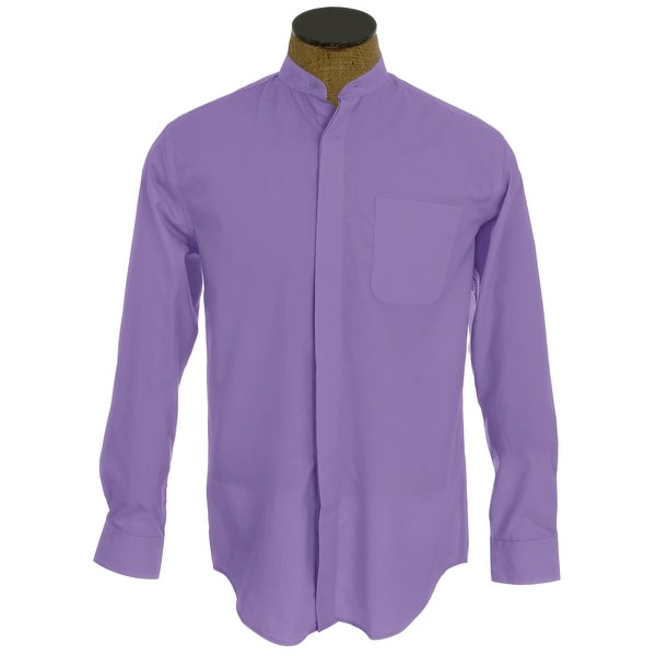 Mens Cotton Check Textured Button Down Grandad Collar Shirt Bohemian Long Sleeve
