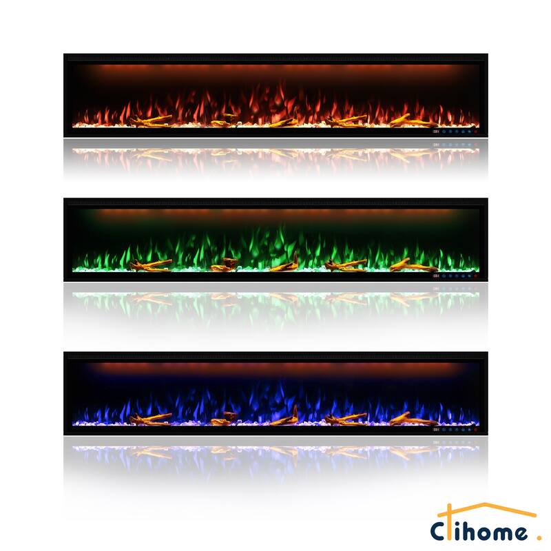 Clihome 42-88 INCH Recessed Wall-Mounted Intelligent Control Electric Fireplace