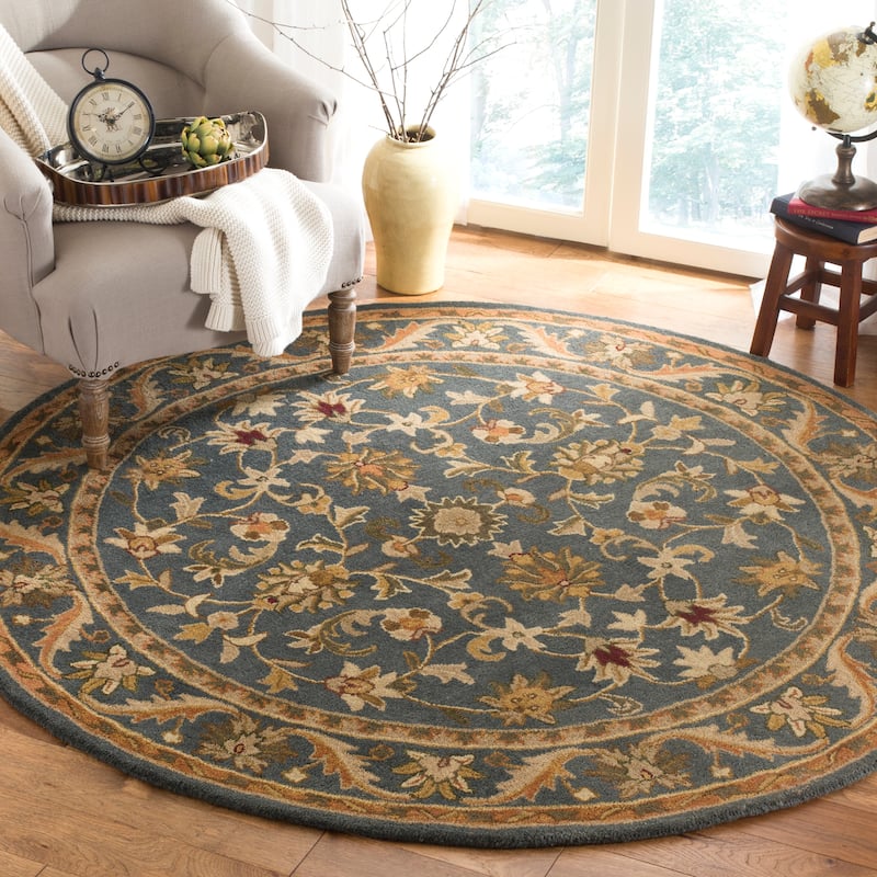 SAFAVIEH Handmade Antiquity Manerva Traditional Oriental Wool Rug - 3'6" Round - Blue/Gold