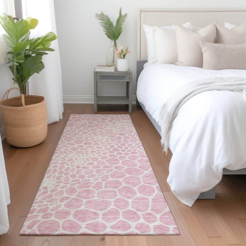 Premium Washable Super Soft Contempory Prints Mayfield Rug - Pink - 2'3" x 7'6"