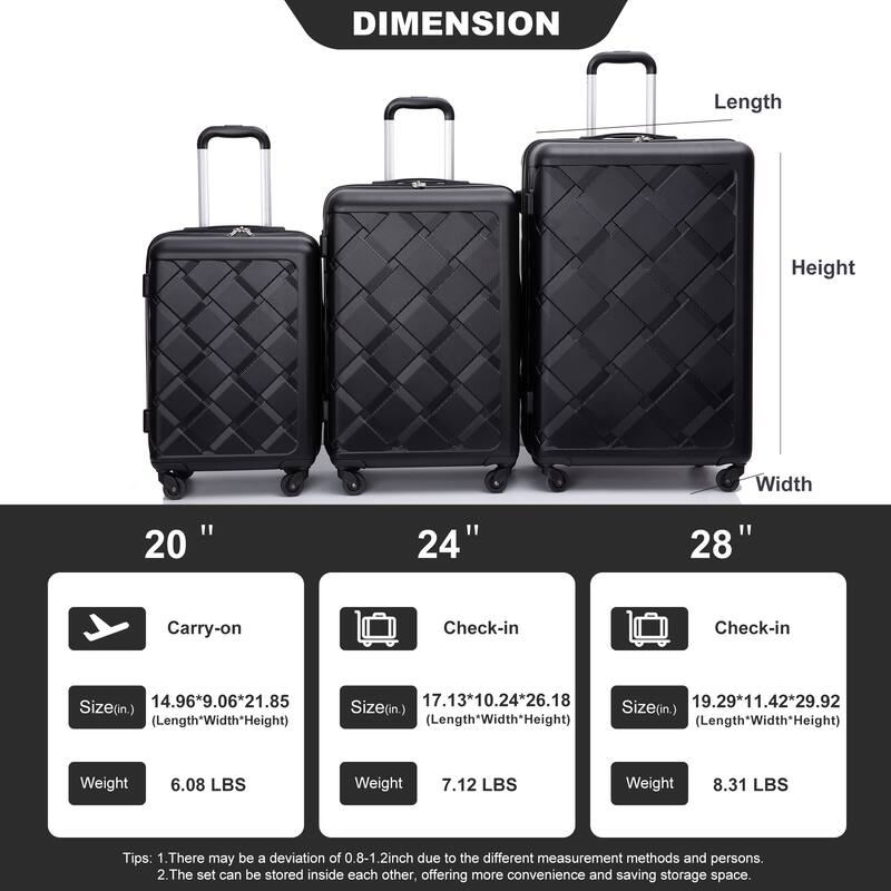 Hardshell Suitcase with Spinner Wheels ABS Luggage Sets Lightweight Durable Suitcase