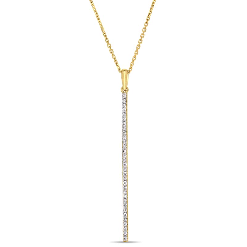 Miadora 14k Yellow Gold 1/6ct TDW Diamond Lariat Bar Necklace - 16 inch x 44.3 mm