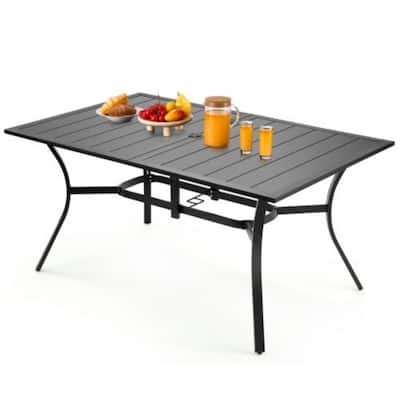 Black Metal Patio Weather Resistant Rectangular Table with Powder Coated Surface Rust - 59” x 38” x 29”