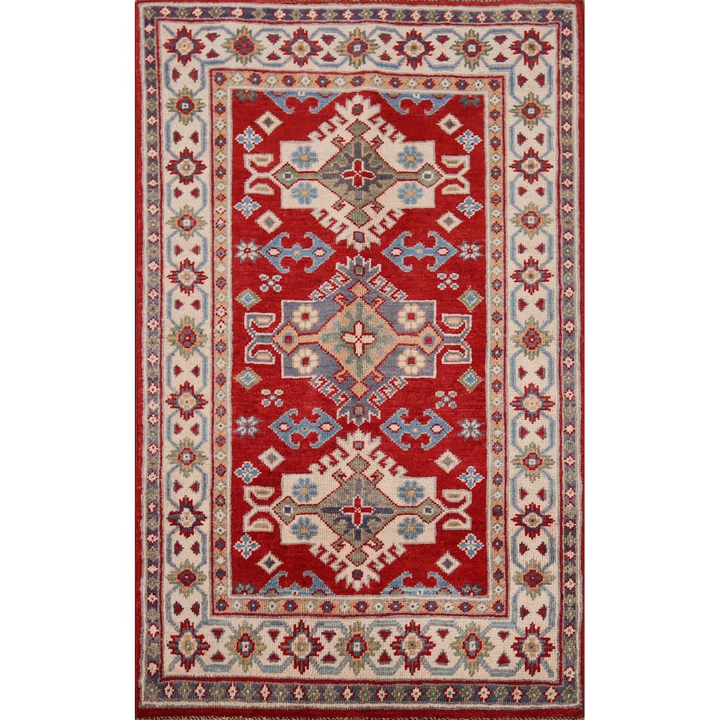 Red Kazak Accent Rug Hand-Knotted Wool Carpet - 2'6" x 3'10"