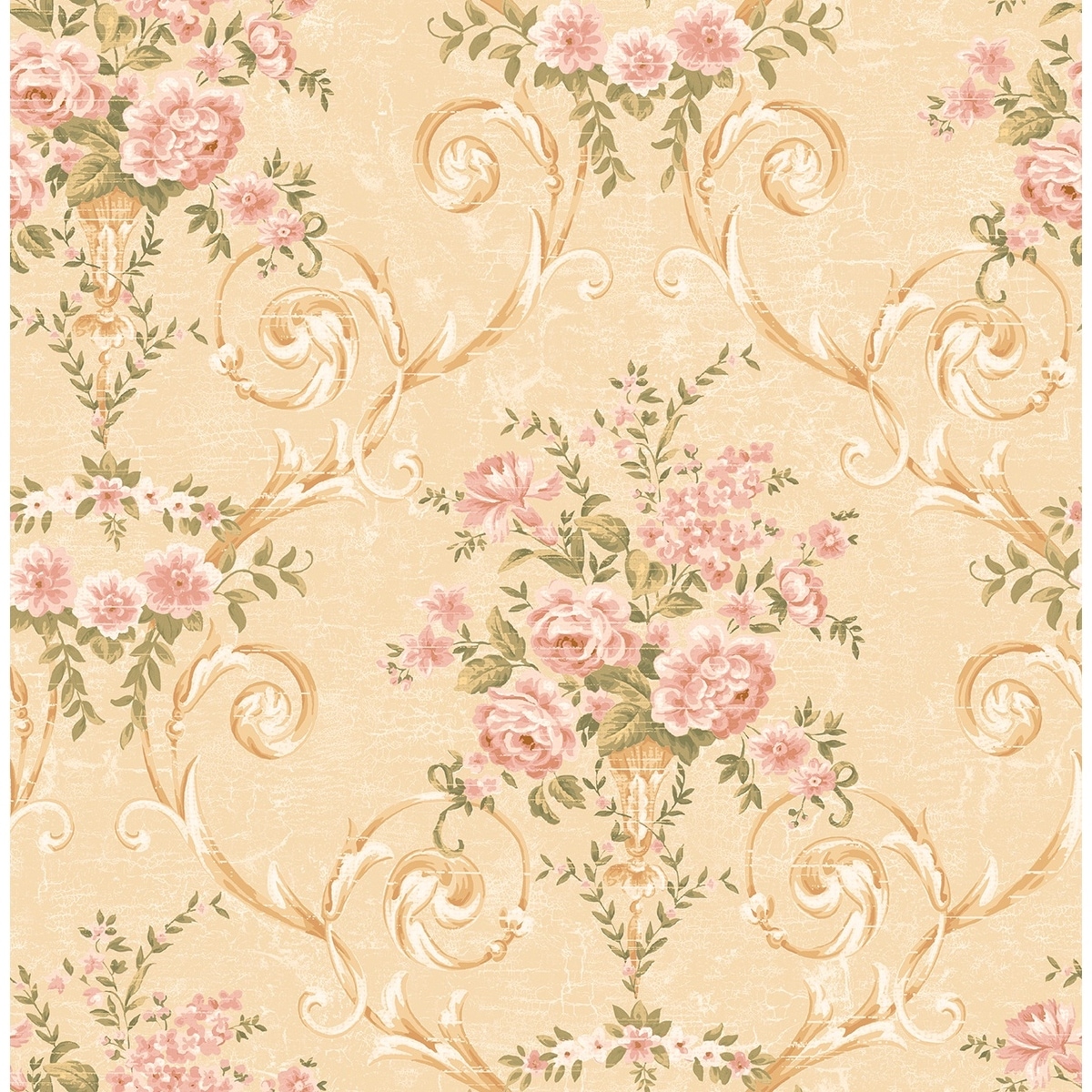 Seabrook Designs Jacquette Floral Vase Unpasted Wallpaper