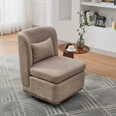 25" Seat Wide Chenille Office Accent Chair with 360° Swivel Metal Base