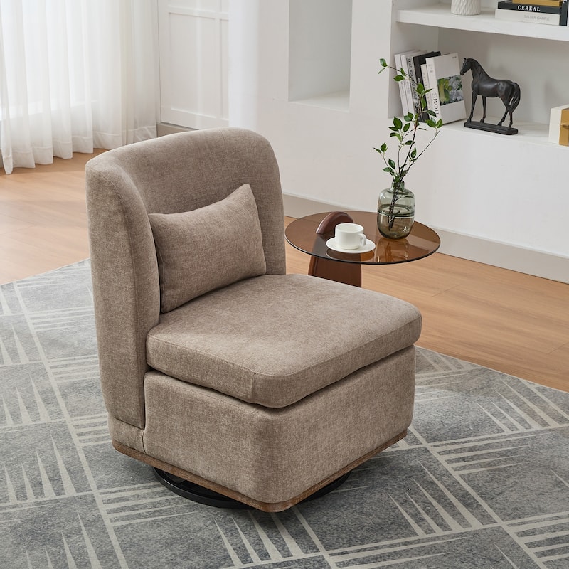 Chenille Armless Swivel Accent Chair - taupe