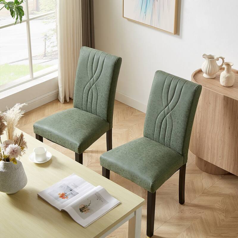 VECELO Upholstered Dining Chairs Set of 4 Modern Fabric and High Back & Solid Wood Legs, Parson Dining Chairs (Set of 4)