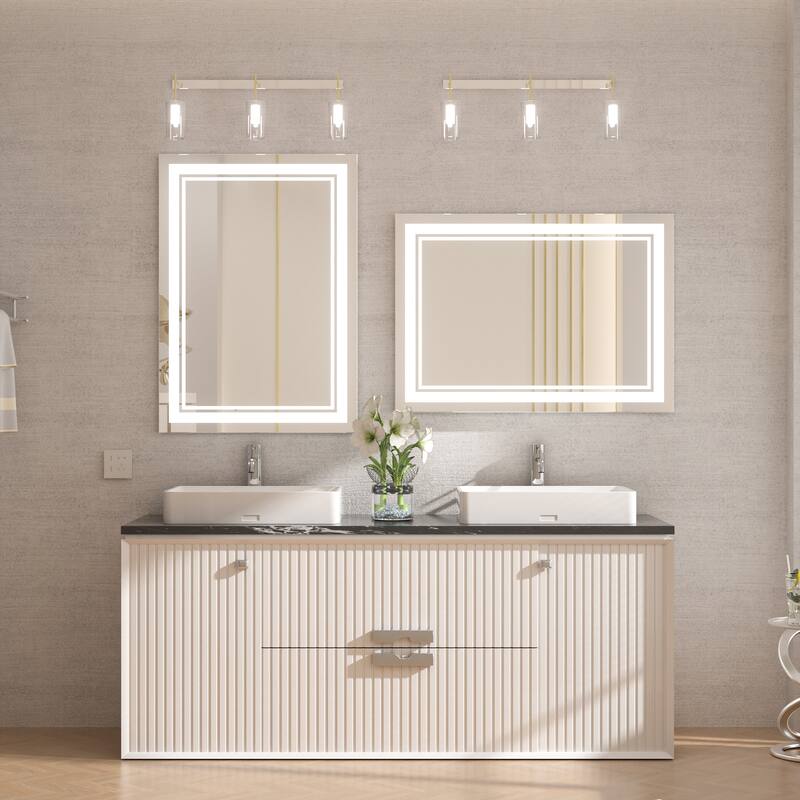 Keonjinn LED Front Light Bathroom Vanity Wall Mirror, 3 Color Temperatures, Anti-fog
