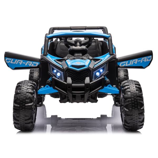 slide 2 of 45, 12V Ride On Car with Remote Control, UTV for Kids, Three-Point Safety Harness, Music Player, LED Lights, Off-Road Adventure Blue