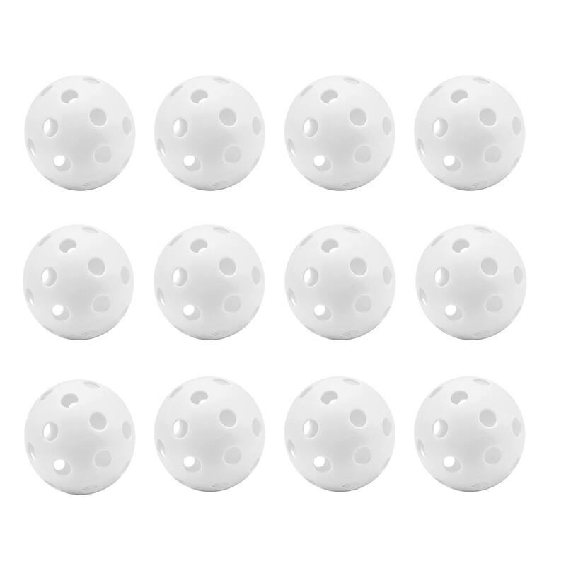 GSE™ 12-Pack Indoor/Outdoor Plastic Hollow Practice Golf Balls, Airflow Training Golf Balls - White