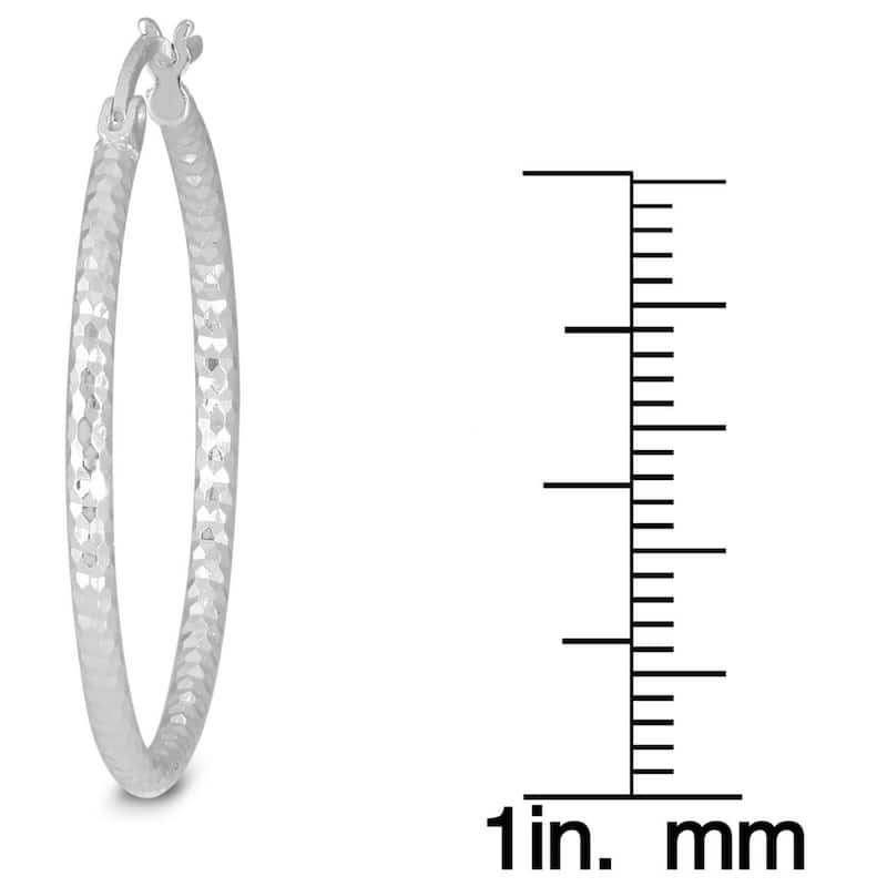 Marquee Jewels .925 Sterling Silver 30 mm Diamond-Cut Hoop Earrings