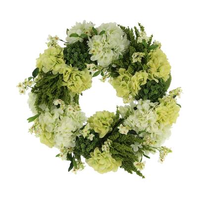 27" Assorted Hydrangea, Heather and Wildflower Wreath