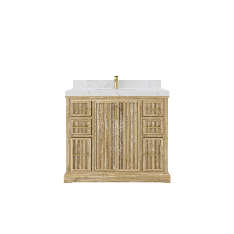 Willow Collections 42 x 22 Alys Solid Teak Wood Single Sink Bathroom Vanity with Quartz or Marble Countertop