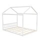 preview thumbnail 8 of 6, Queen Size Wooden House Bed with Headboard, Fun House-Shaped Design, Durable Pine Wood and MDF Construction, White