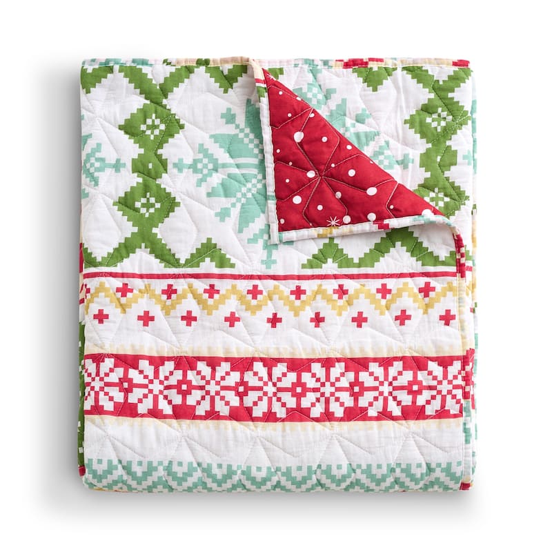 Festive Winter Holiday Reversible Quilted Throw Blankets - Snow