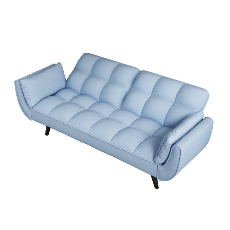 74" Antique Navy Blue Velvet Sofa, 57x39x29 inches, Convertible and Adjustable