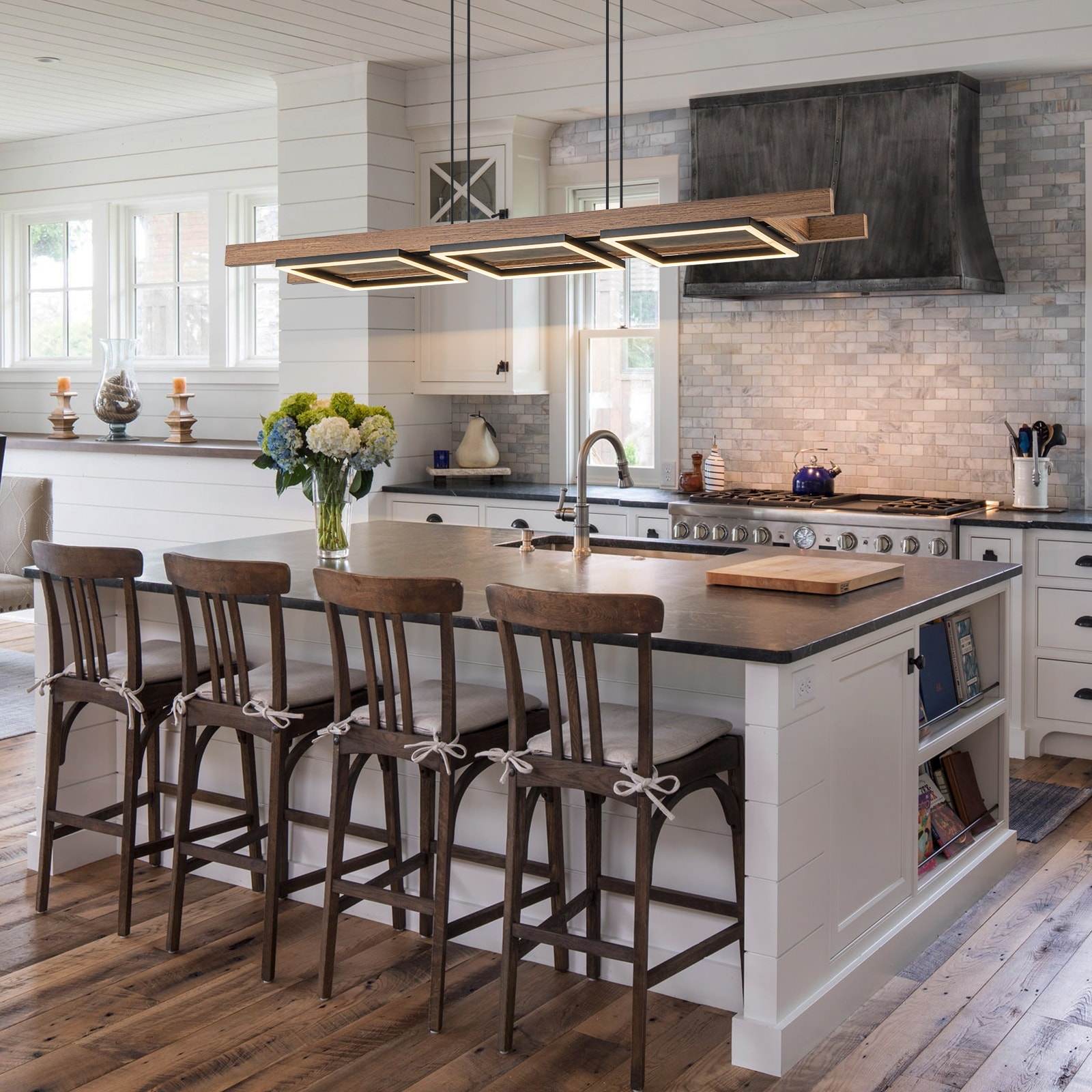 Rustic Island Lighting Wood Rectangle Rustic Kitchen Island Pendant Lighting