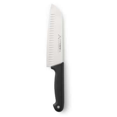 CatCora Granton Santoku Knife, Professional 7-Inch German Steel Blade, Ergonomic Soft-Grip Handle, NSF-Certified Kitchen Knife