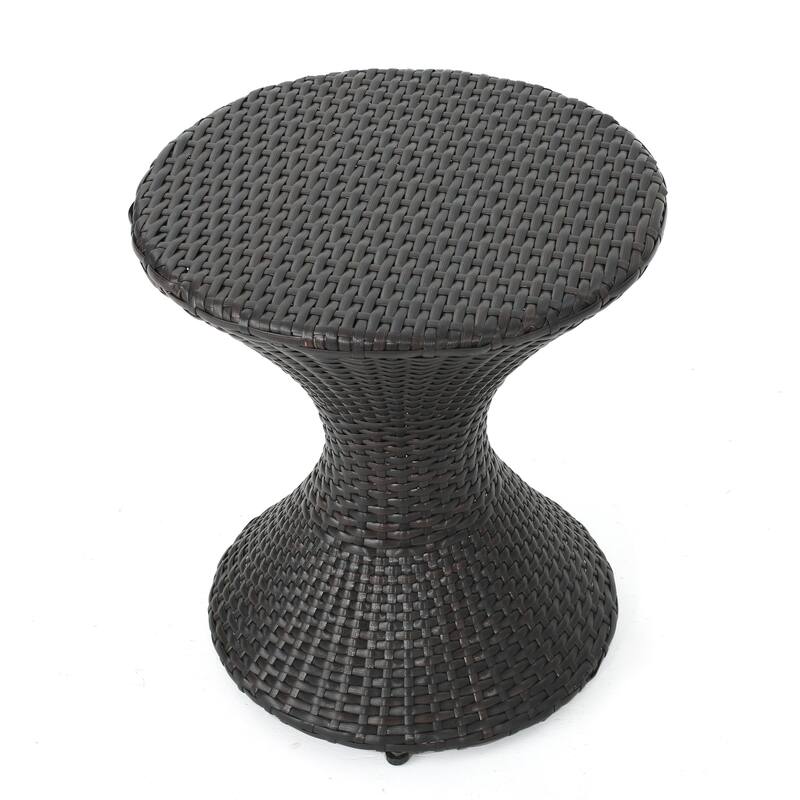 Outdoor 16-inch Multi-brown Wicker Hourgla Side table