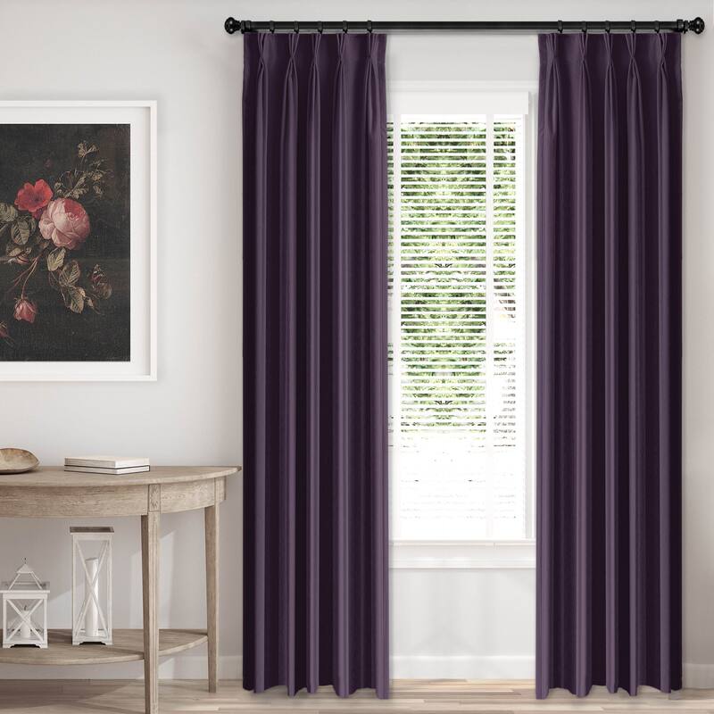 Cascade Velvet Eggplant Pinch Pleat Drapery Panels Includes 2 Panels - N/A