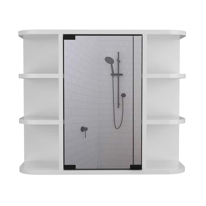 HomeRoots 24" White Wood Freestanding Bathroom Vanity With Sink And Medicine Cabinet With Mirror