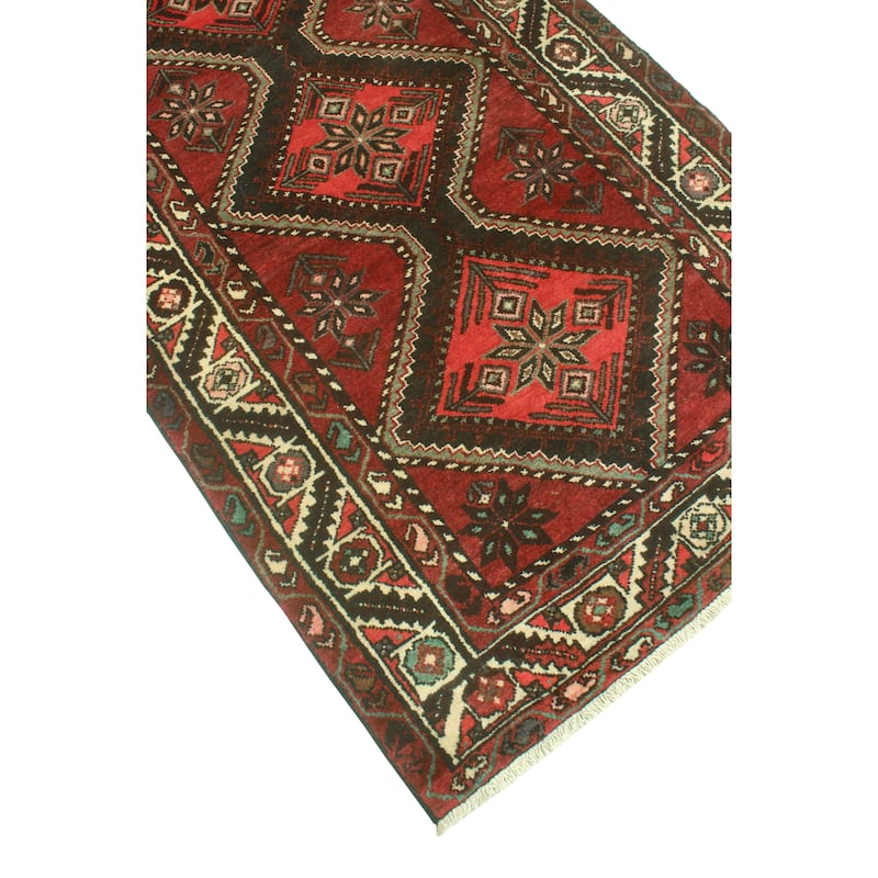 Fine Vintage Distressed Nartay Burgundy/Charcoal Runner - 3'8" x 9'11"