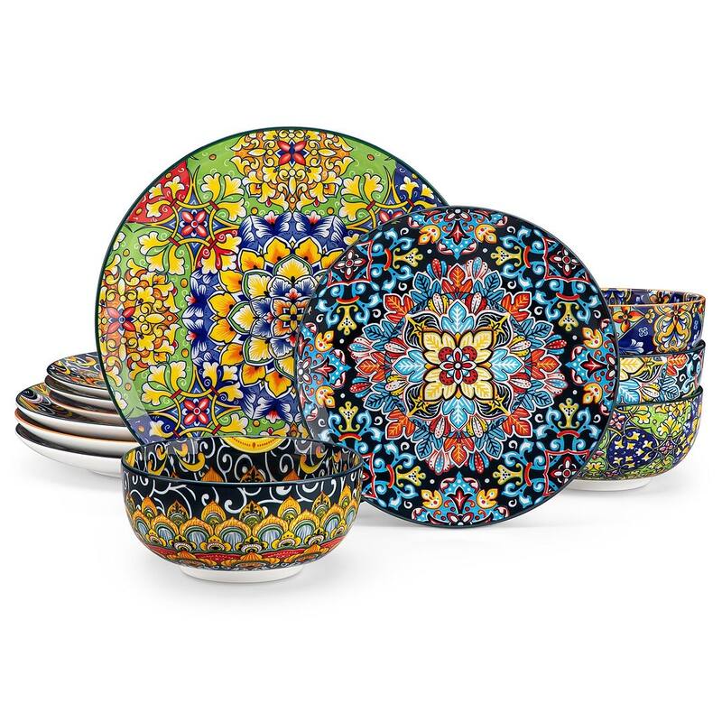 vancasso SIMI Bohemian 12-piece Porcelain Pattern Dinnerware Set