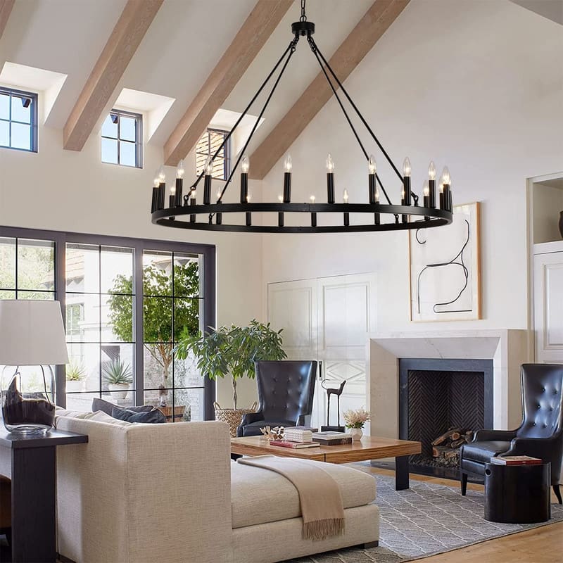 Wagon Wheel Chandelier 24 Light 48-Inch, Extra Large Modern Chandelier - 48IN