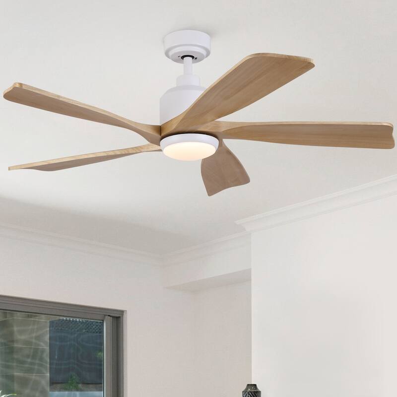YUHAO SylvanAir Modern 52 in. Flush Mount Outdoor/Indoor Ceiling Fan with 3 Solid Wood Blades and DC Reversible Motor