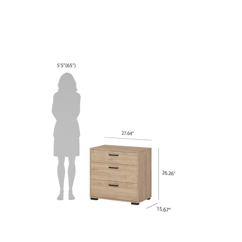 Porch & Den Sofia 3 Drawer Chest, Jackson Hickory