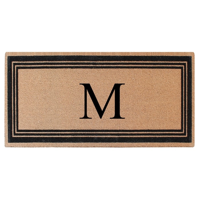 A1HC Natural Coir Monogrammed Flock Anti shed Treated Durable Doormat BlackBeige - 36"X72" - M