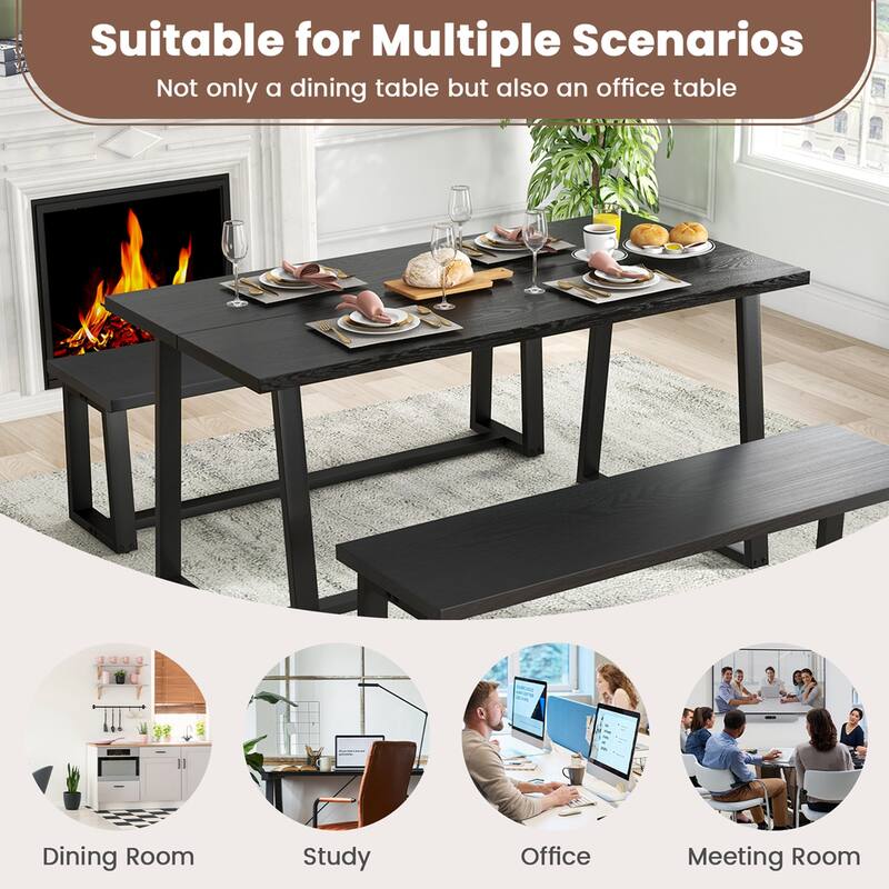 Costway 63" Large Dining Table for 4-6 People with Heavy-duty Metal - See Details