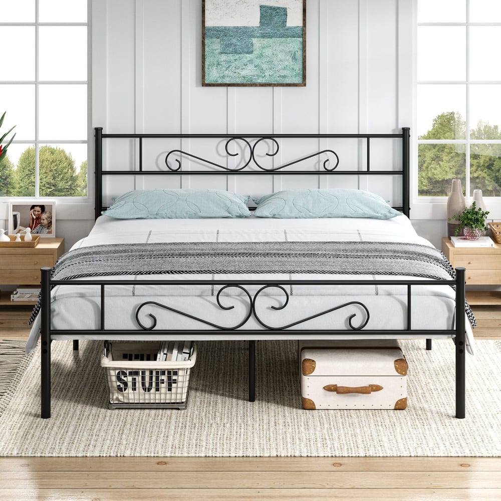VECELO Premium Platform Bed Frame with Headboard,Easy Set-up Twin/Full/Queen Size Bed
