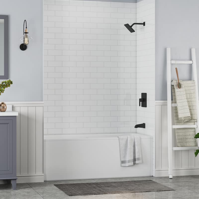 60 in. L x 36 in. W x 96 in. H Three-Piece Glue Up Alcove Shower Wall Surround in White - 60 x 96