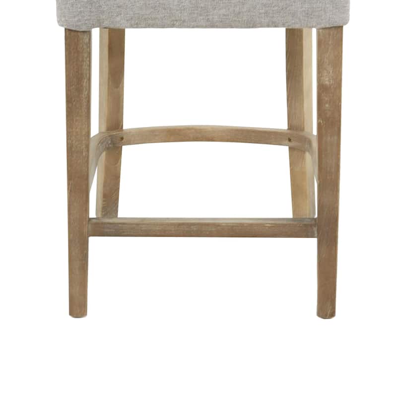 Rea Counter Stool Chair, Plush Light Gray Fabric, Oak Gray Solid Wood